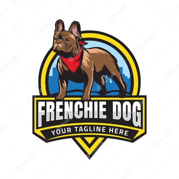 a dog with a bandana on it's neck and the words frenchie dog is