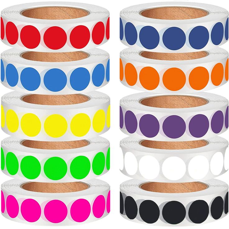 multicolored polka dot tape on white background