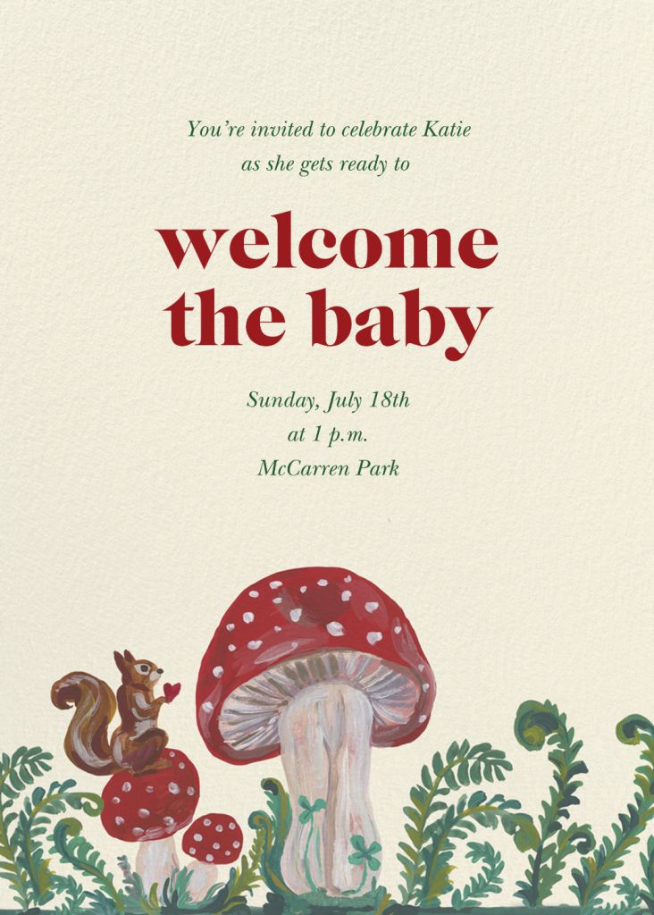 an image of a baby shower with mushrooms