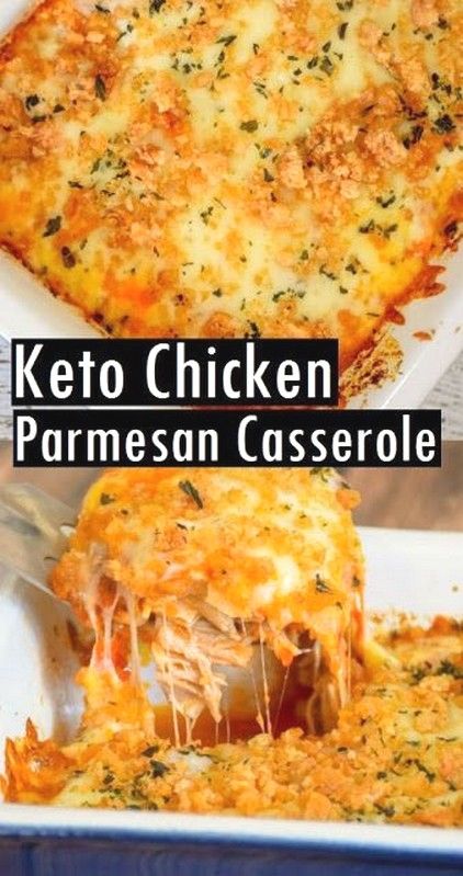 a casserole dish with chicken and parmesan cheese