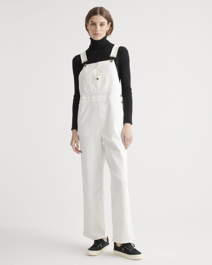 Organic Stretch Cotton Twill Relaxed Overalls White Overalls Outfit, Outfit Rotation, Womens Overalls, White Overalls, Cute Overalls, Harajuku Outfits, Organic Fabrics, Linen Blazer, Silk Skirt