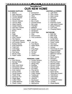 a printable cleaning checklist with the words our new home written in black and white