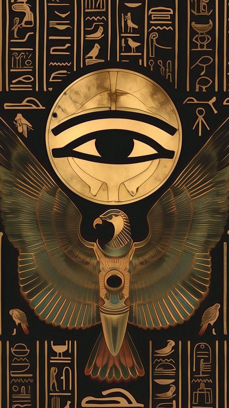 an egyptian painting with the eye of horus