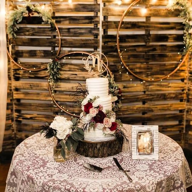 a wedding cake on top of a table