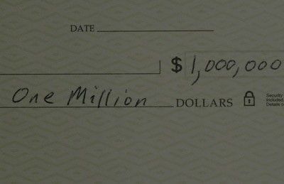 a chequed check from one million dollars