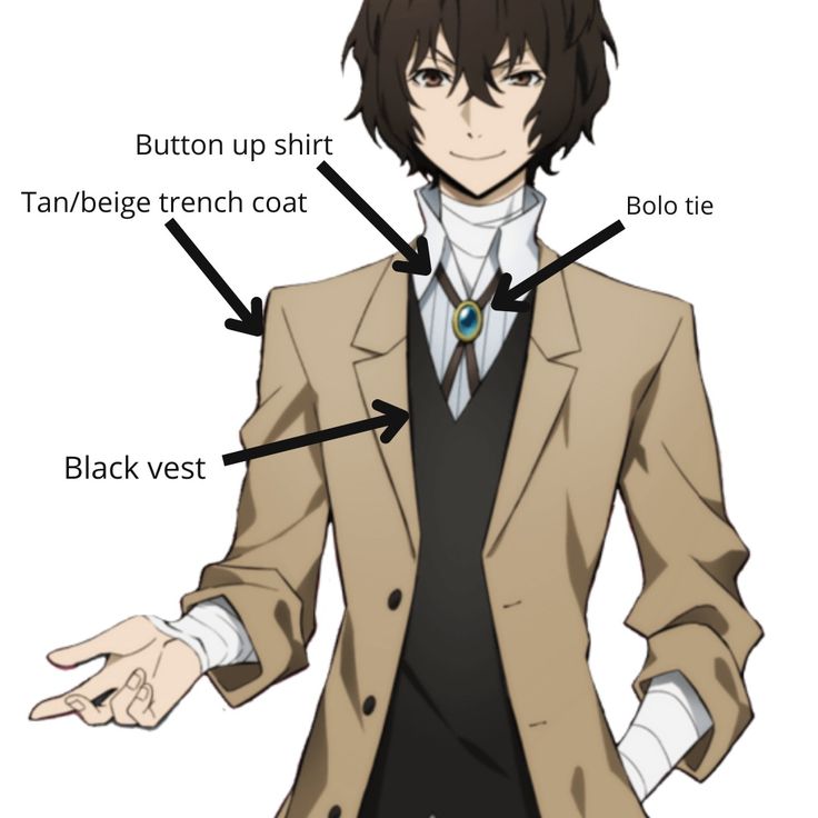 Bsd Dazai Outfit, Dazai Osamu Reference Sheet, Dazai Osamu Reference, Dazai Osamu Clothes, Dazai Inspired Haircut, Dazai Cosplay Outfit, Dazai Clothes Style, Dazai Osamu Outfit Ideas, Dazai Osamu Inspired Outfit