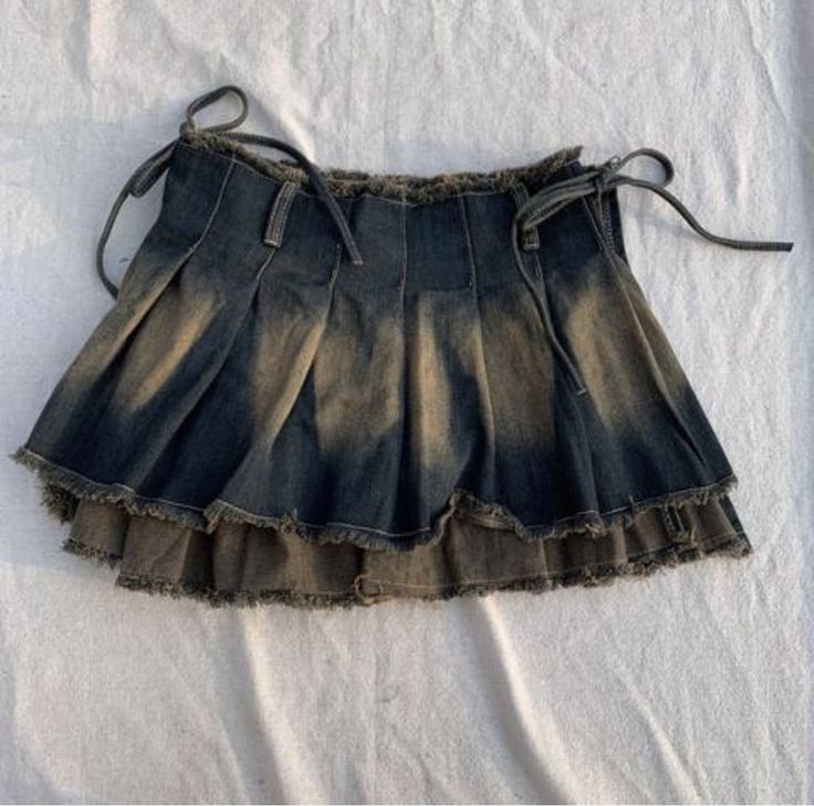 Skirt mini skirt wrapped goth y2k archive Pleated Denim Skirt Outfit, Nicki Minaj Costume, Punk Mini Skirt, Denim Pleated Skirt, Pleated Denim Skirt, Denim Miniskirt, Pleated Denim, Denim Skirt Outfits, Hair Inspiration Short