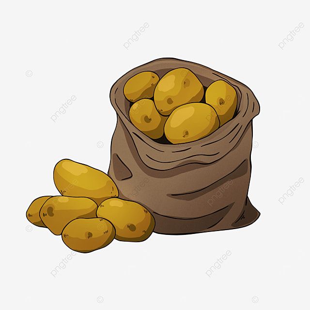 a bag full of potatoes, potato, cartoon, illustration png and psd