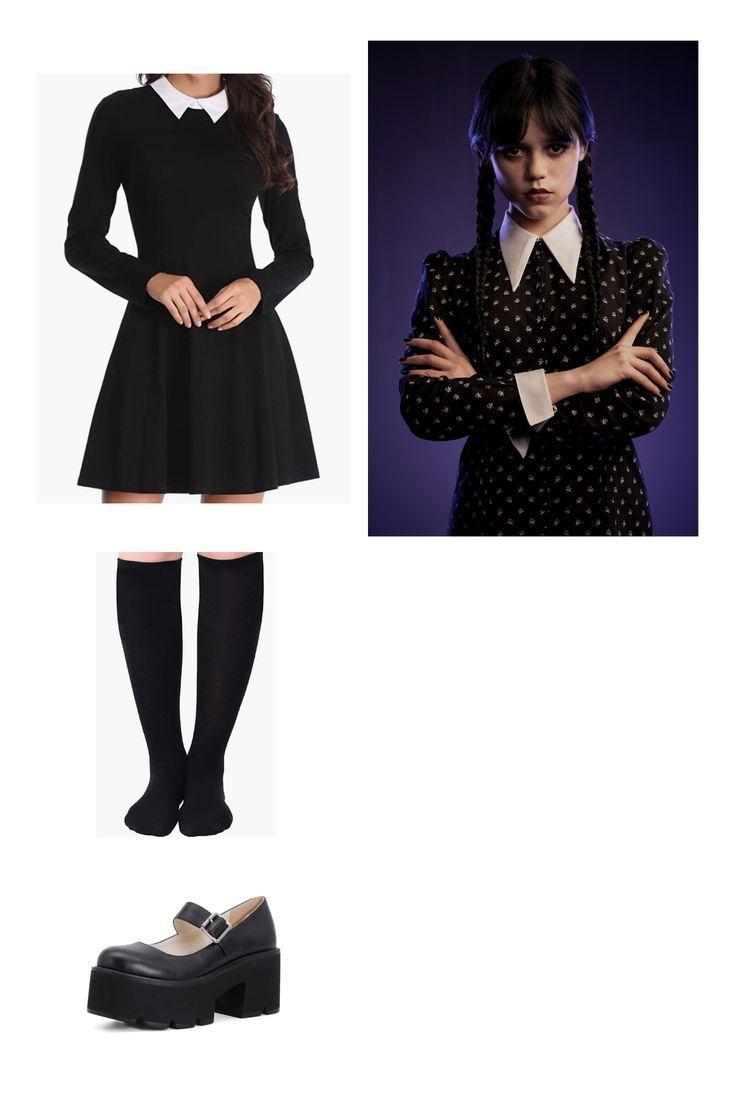 Adams Family Costume, Wednesday Addams Halloween, Wednesday Addams Outfit, Wednesday Addams Cosplay, Wednesday Costume, Wednesday Addams Dress, Wednesday Outfit, Wednesday Addams Costume, Addams Family Costumes