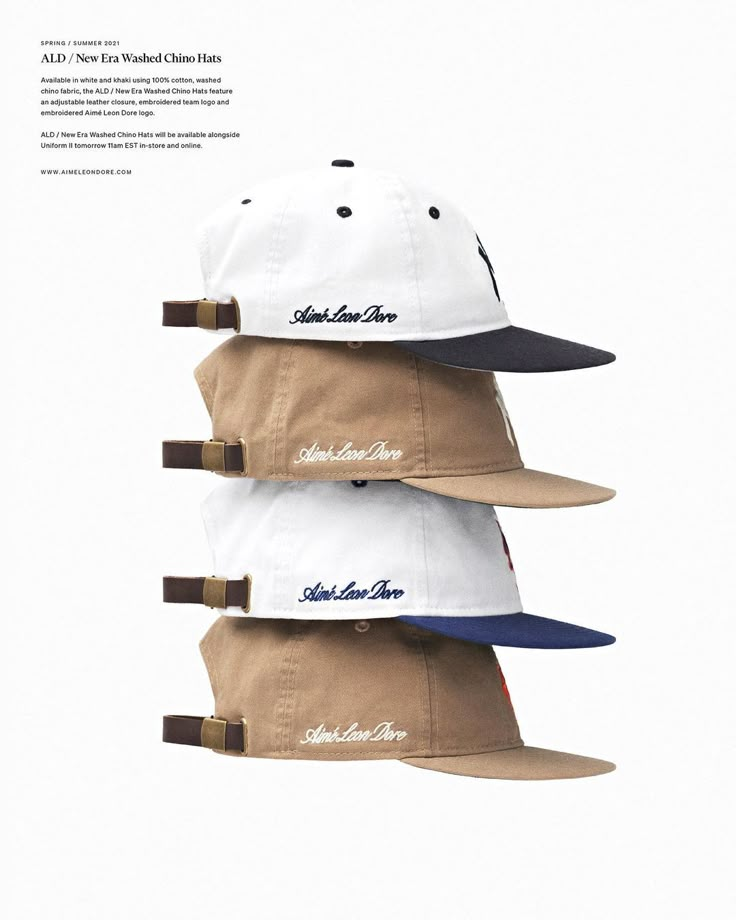 Aimé Leon Dore on Instagram: “ALD / New Era Washed Chino Yankees & Mets Hats. Available tomorrow 11AM EST with SS21 Uniform II. @aimeleondore” Streetwear Caps, Streetwear Photoshoot, Streetwear Hats, Hat Aesthetic, Aime Leon Dore, Trendy Hat, Cap Designs, Hat Ideas, Clothing Photography