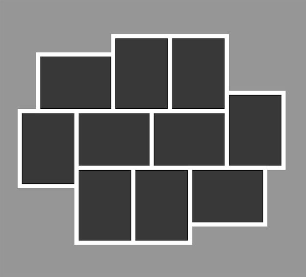 a white and black photo collage on a gray background with squares in the middle