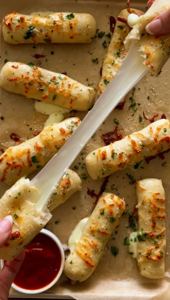 someone holding a knife over some food on a sheet of paper with sauce in it