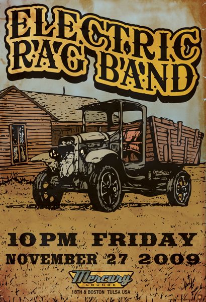 an old fashioned poster for electric rag band