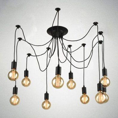 a chandelier with eight light bulbs hanging from it's center and four lights on each side