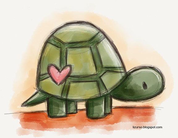 a drawing of a turtle with a heart on its back