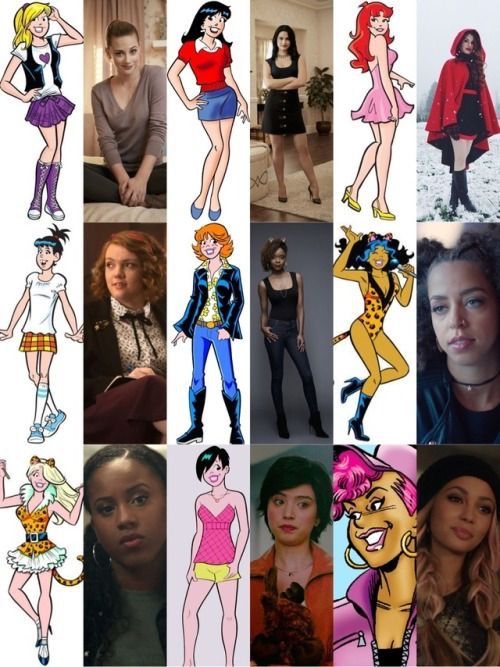 many different cartoon characters are shown in this collage, including one girl with red hair and