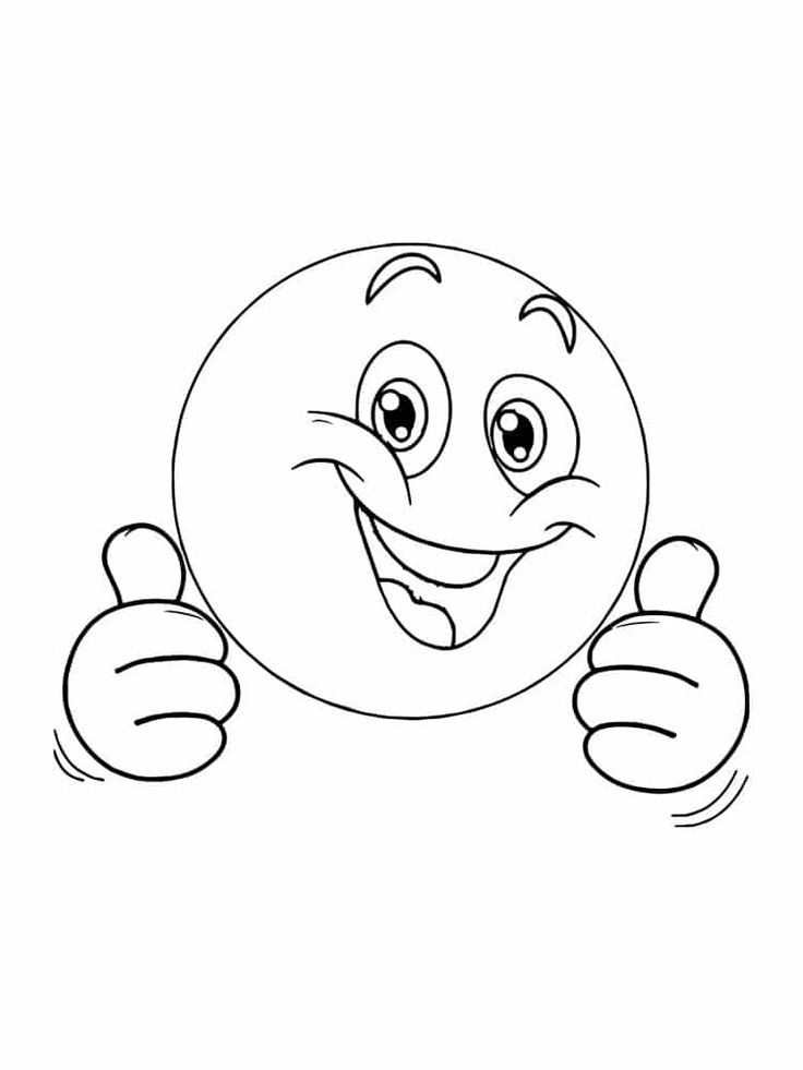 a black and white drawing of a smiley face holding up a sign with both hands