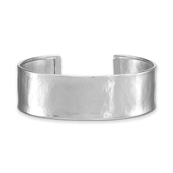 Lightly hammered for a dramatic appearance, this flat cuff bracelet is always fashion-forward. Sterling silver Hammered, polished finish 19.0mm width 7.0 inches in circumference The cuff style is easy to wear and fits most wrists Hammered Silver, Jewelry Inspo, Cuff Bangles, Cuff Bracelet, Fashion Forward, Bangles, Cuff, Bracelet, Sterling Silver