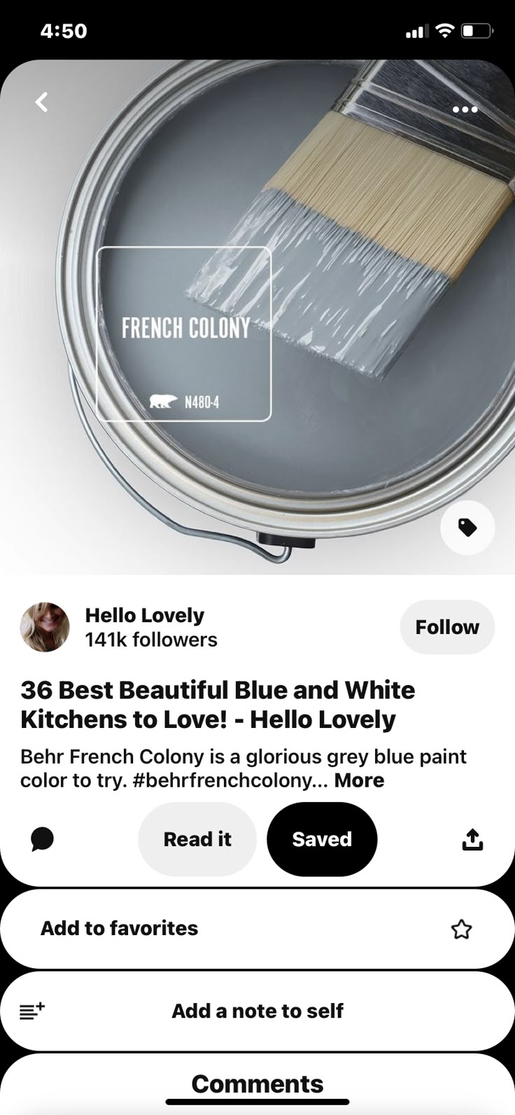 an image of a paint can with the words french country on it and a brush