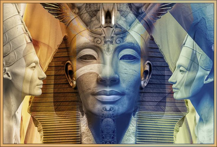 an image of the egyptian gods and goddesss collaged together with each other