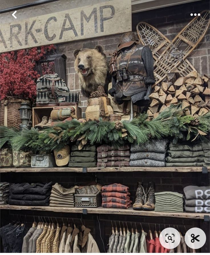 an image of a store display with items for sale on the shelves in front of it