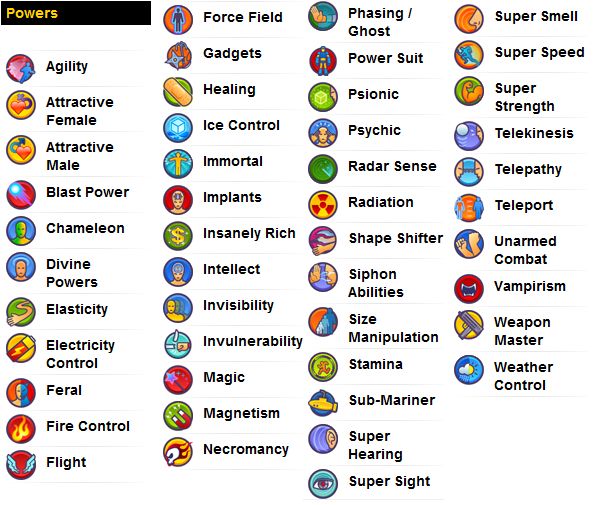 an image of the different types of powerballs and their names in english or spanish