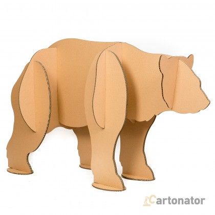 an origami bear made out of cardboard on a white background with clippings