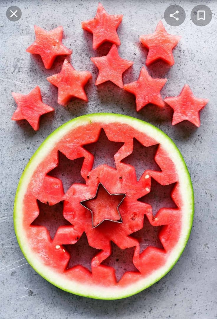 slices of watermelon with star shaped cutouts