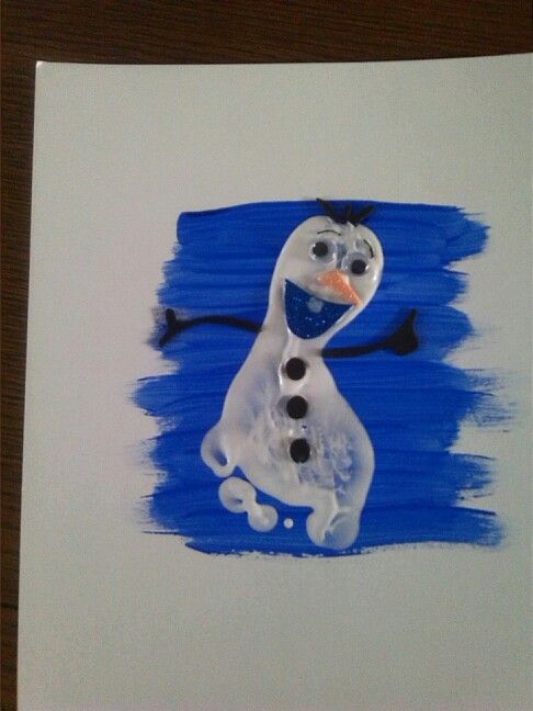 a drawing of a snowman with blue background