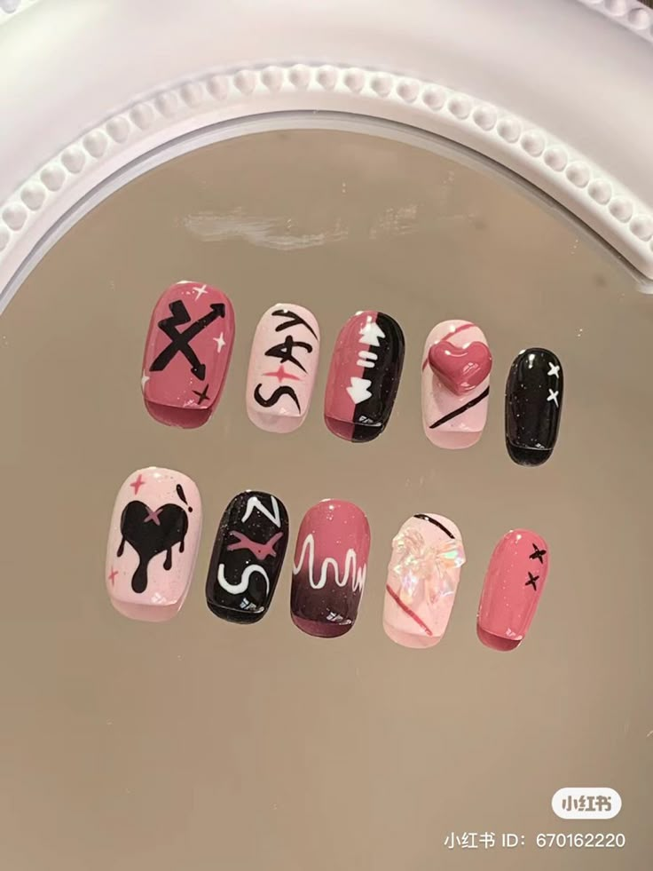 Case 143 Nails, Skz Themed Nails, Skz Nail Ideas, Kpop Themed Nails, Kpop Acrylic Nails, Stray Kids Nails Ideas, Punk Pop Aesthetic, Kpop Nail Ideas, Skz Nails Design