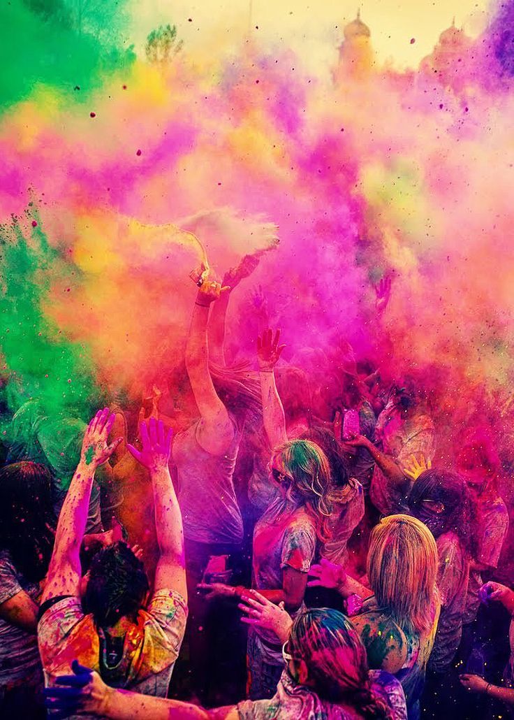 people covered in colored powder with the words it's monday be awesome