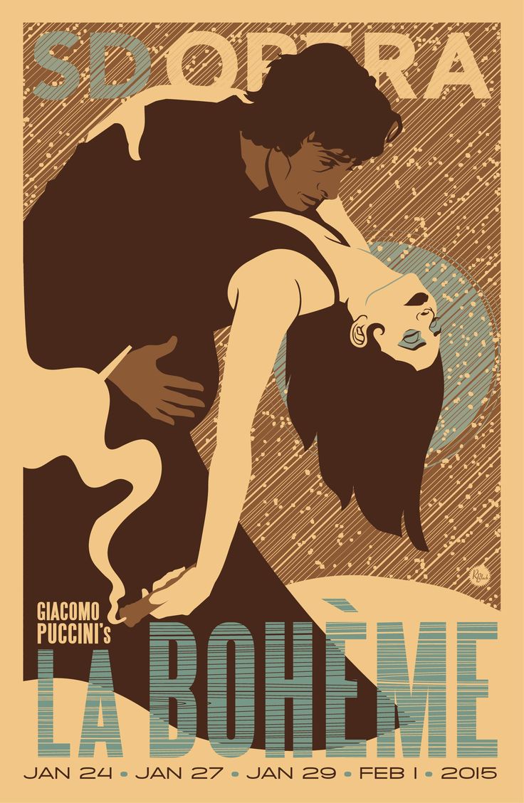 a poster with an image of a woman holding a man's head and the words la roheme on it