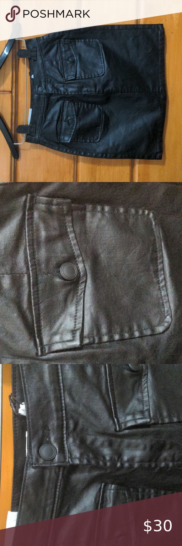 a loves a Women's Jet Black Faux Leather Cargo Skirt W/ Pockets. Size 2 …