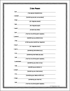 i am poem worksheet for students to practice reading and writing in the classroom