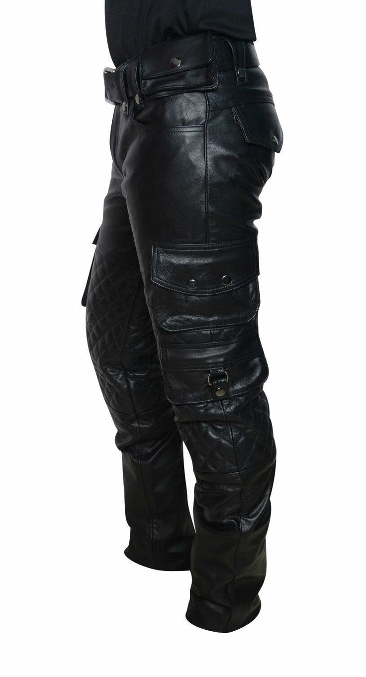 Casual Pants With Pockets For Biker Events, Fitted Moto Pants With Pockets, Fitted Moto Bottoms With Pockets, Biker Style Full Length Pants With Pockets, Biker Pants With Pockets Full Length, Fitted Biker Leather Pants With Pockets, Fitted Biker Bottoms With Pockets, Leather Biker Bottoms With Pockets, Leather Motorcycle Pants