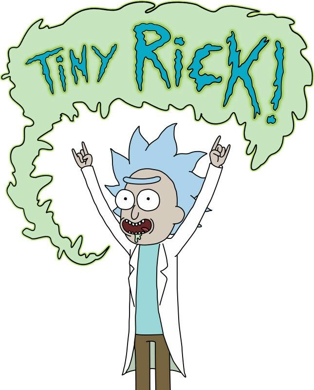 a cartoon character holding up a sign that says tiny riek