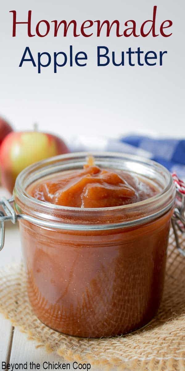 homemade apple butter in a glass jar