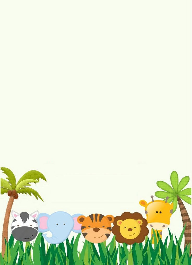 an animal themed border with palm trees and animals