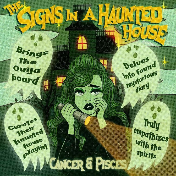 a poster with words describing the signs in a house and an image of a woman holding her hand up to her mouth