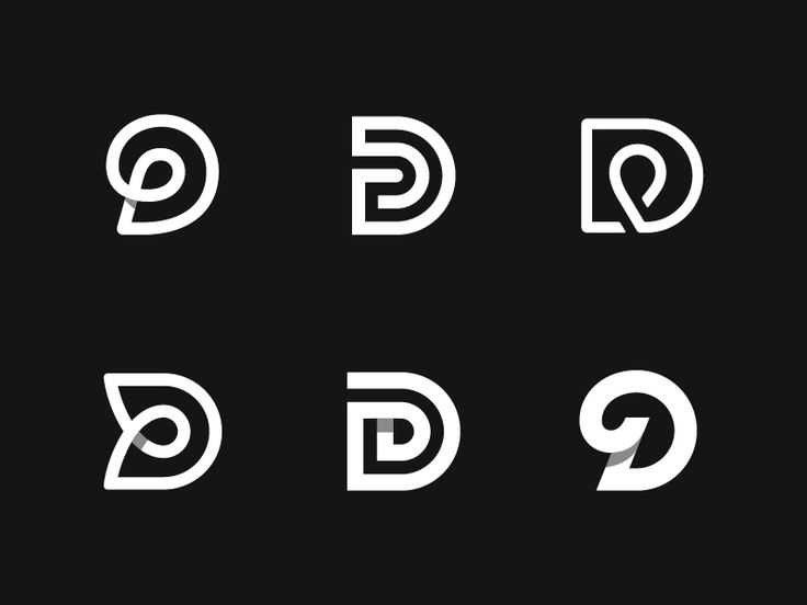 four different type of logos with the letter d