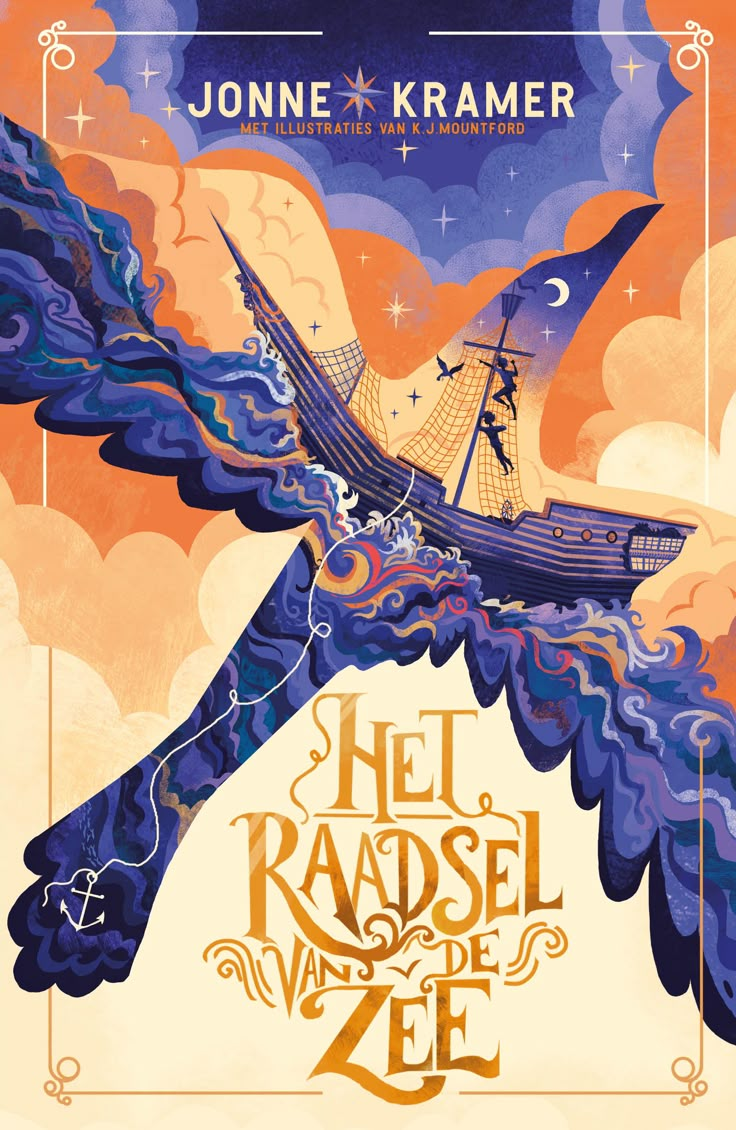 a poster for the movie he radsel and de zel, with an image of a boat in the water