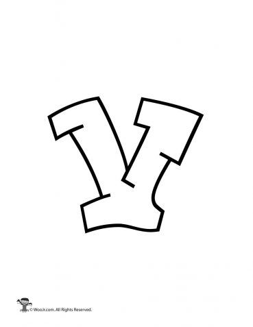 the letter v is drawn in black and white