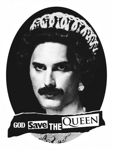 an old photo of queen elizabeth, the queen of england in black and white with text that reads god save the queen