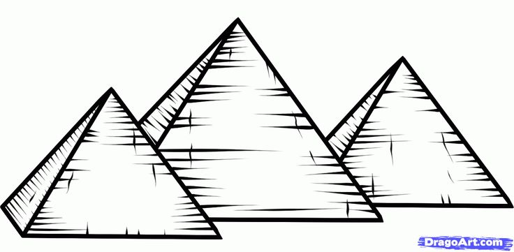 three pyramids are shown in black and white, with the word's logo below them