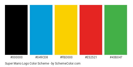 the color code for different colors and sizes