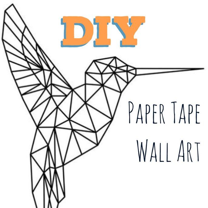 a bird made out of geometric lines with the words diy paper tape wall art