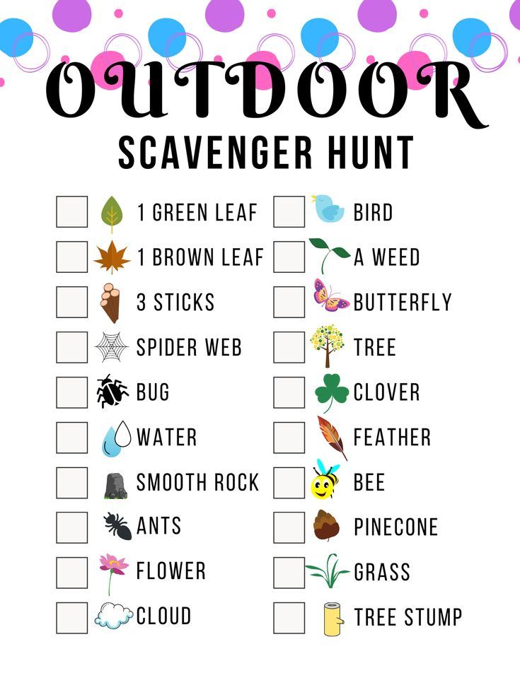 an outdoor scavenger hunt is shown in this printable activity for the kids