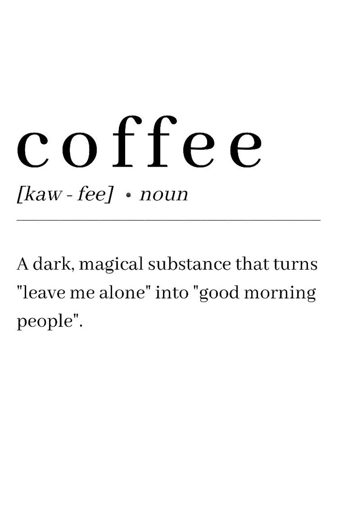 the words coffee are written in black and white