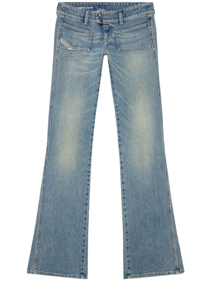 blue stretch-cotton denim distressed effect whiskering effect logo tag low-rise concealed fly and button fastening classic five pockets bootcut Jeans Png, Ultra Low Rise Jeans, Grunge Jeans, Low Rise Bootcut Jeans, Low Waist Jeans, Low Rise Flare Jeans, Diesel Jeans, Stockholm Fashion, Denim Style