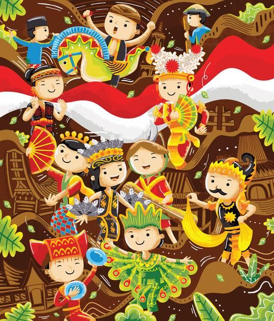 seamless pattern with children dressed in traditional costumes